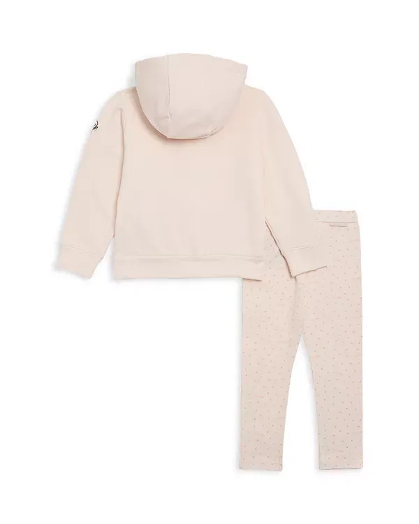 Детский комплект из худи и леггинсов для девочек с принтом Moncler, Light Pink — фото 2