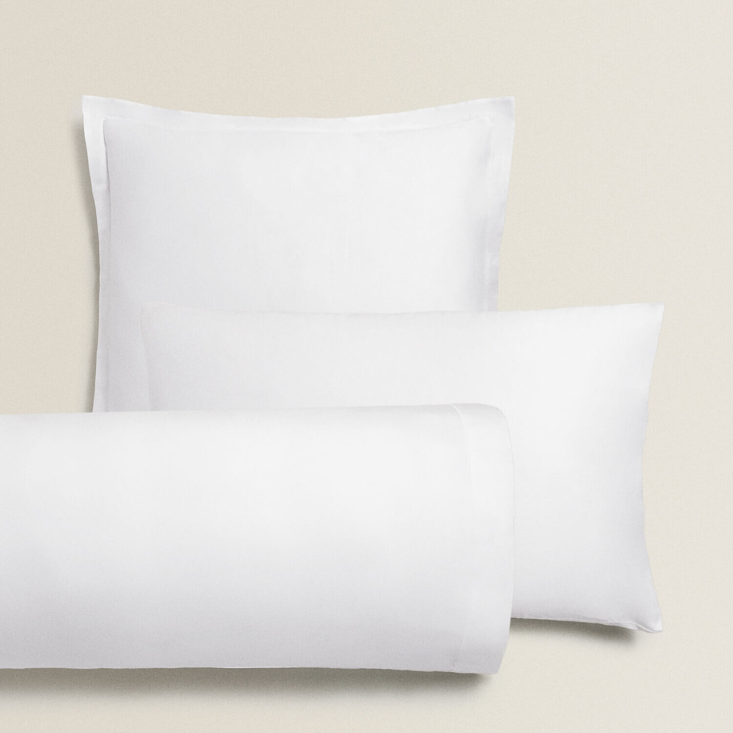 Сатиновая наволочка с отделкой Zara Home, 300 нитей, белый
