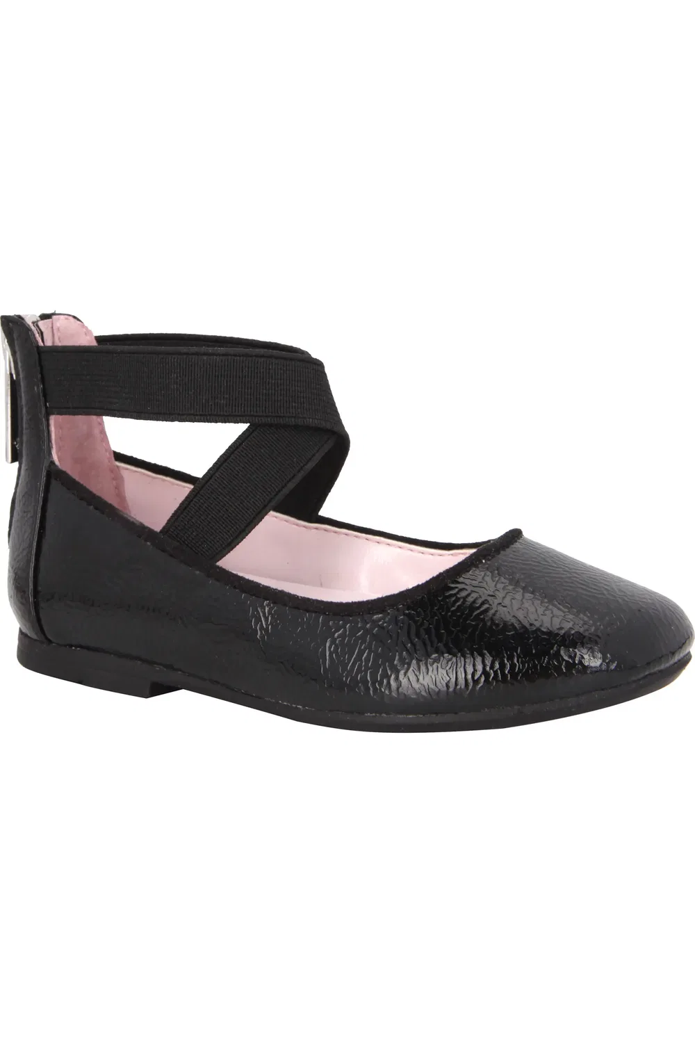Детские балетки с перекрестными ремешками Marissa Nina, Black Faux Patent