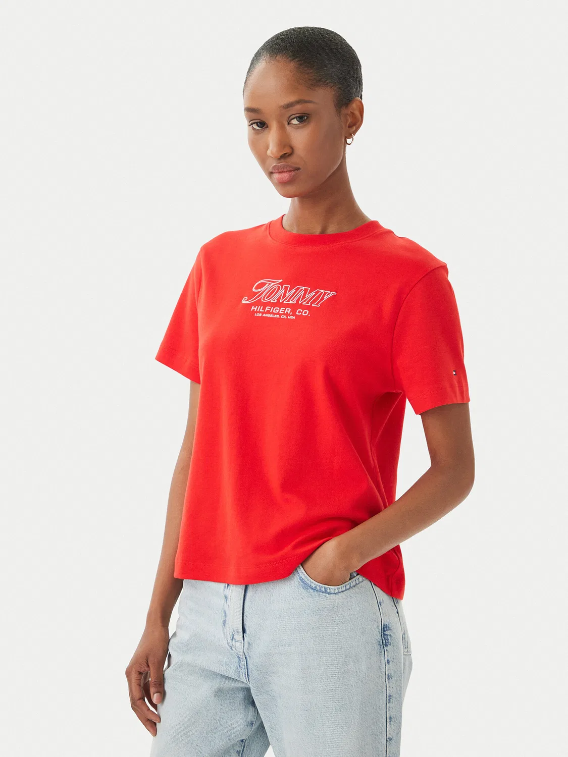 Женская футболка стандартного кроя Logo Interlock Tommy Hilfiger, красный