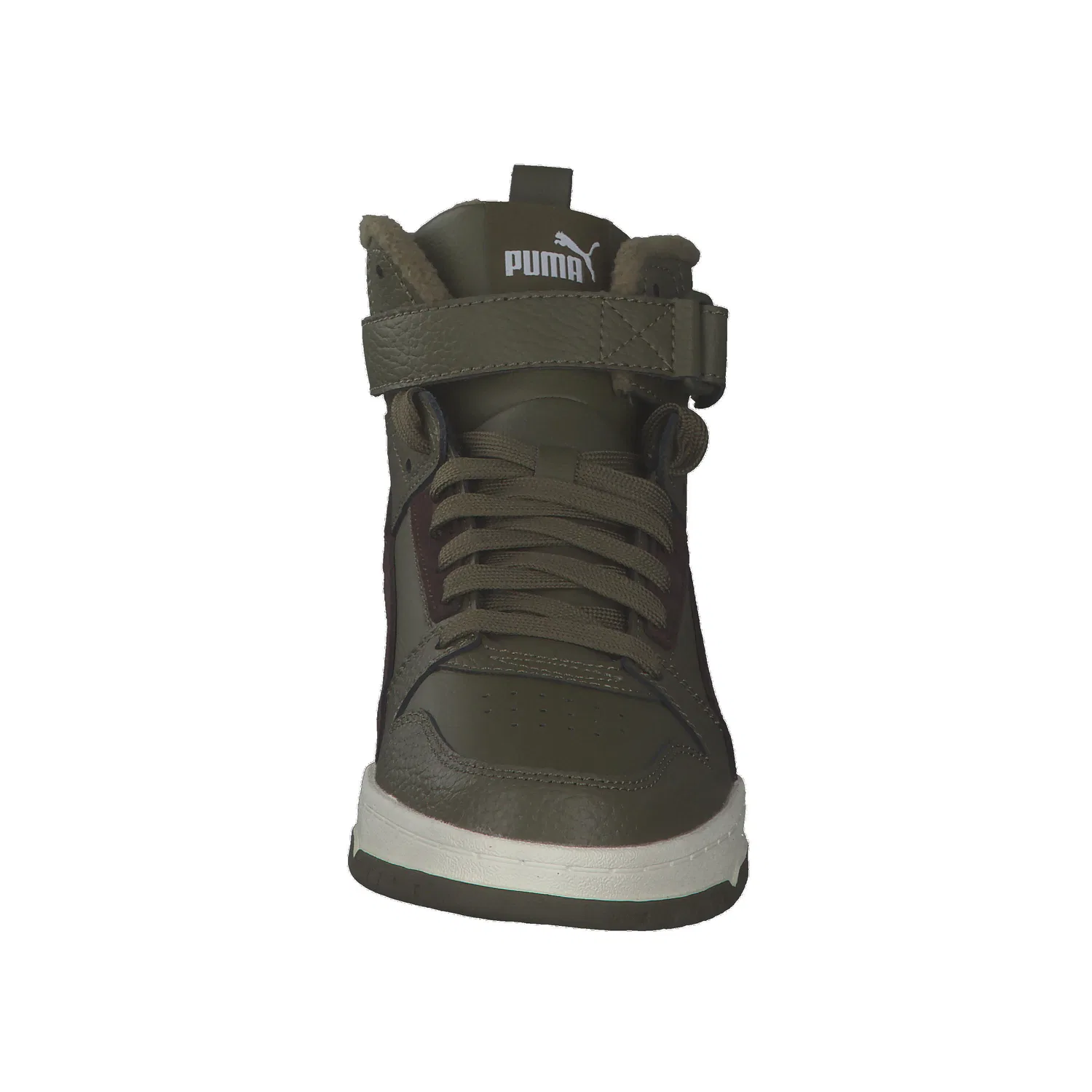 Детские кожаные кроссовки с липучкой RBD Game WTR Jr Puma, Olivgrun Braun — фото 3