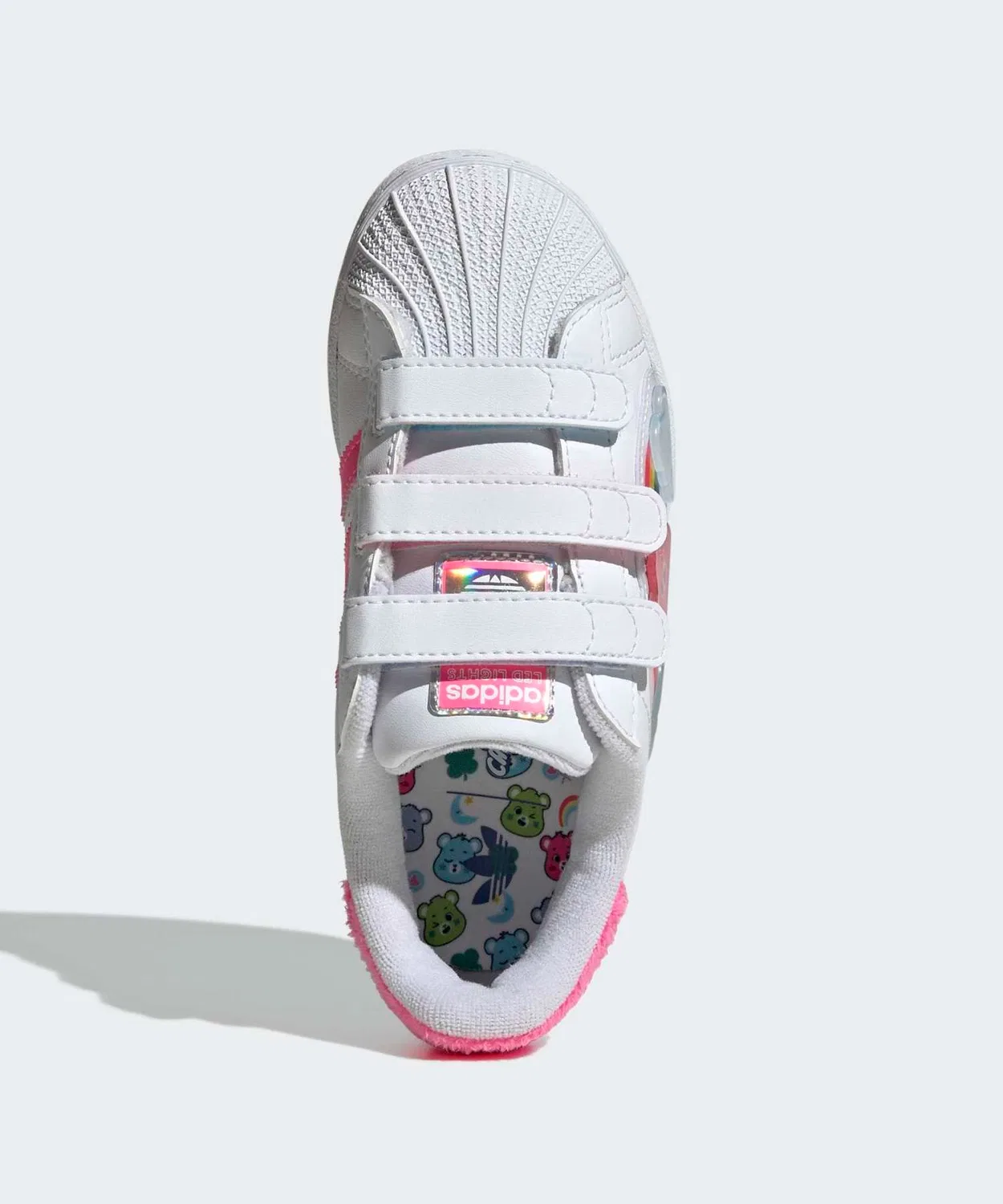 Детские кроссовки с LED-подсветкой Care Bears Superstar Adidas, Белый — фото 2