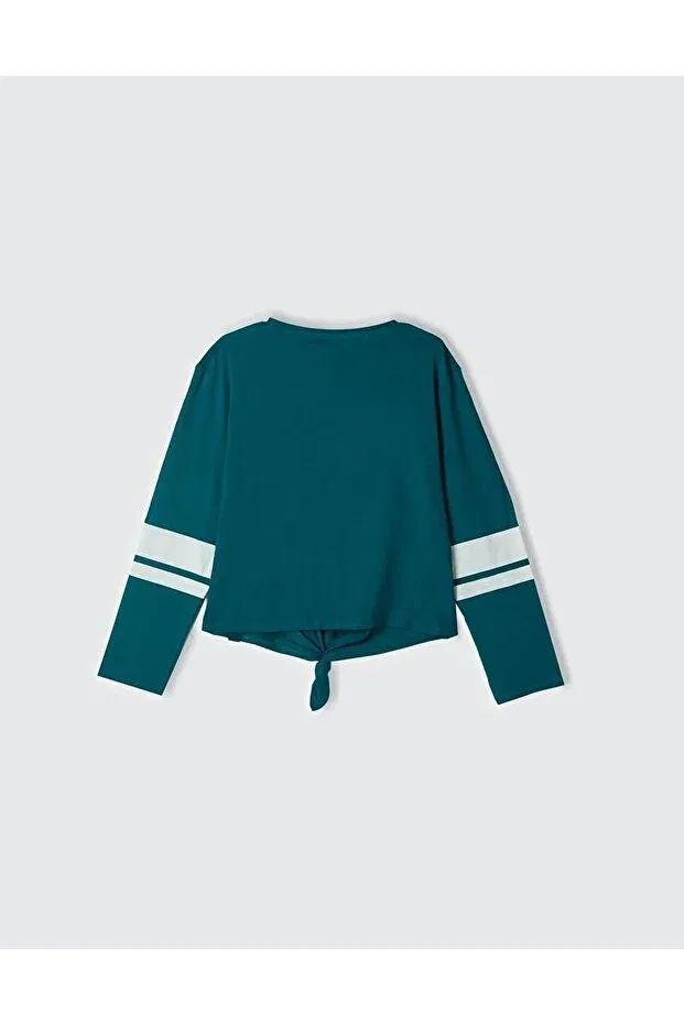 Детская футболка для девочек с принтом, с длинным рукавом United Colors Of Benetton, Pine Green — фото 2