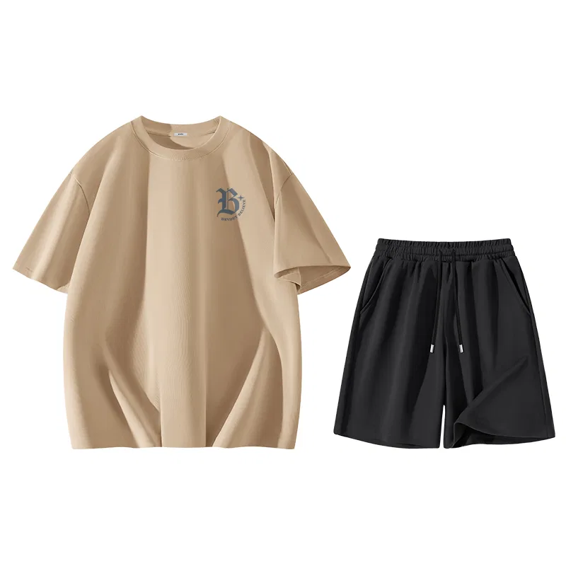Детский комплект спортивной одежды с принтом MINISO, Цвет: Khaki Gothic Gray Chest Logo + Black