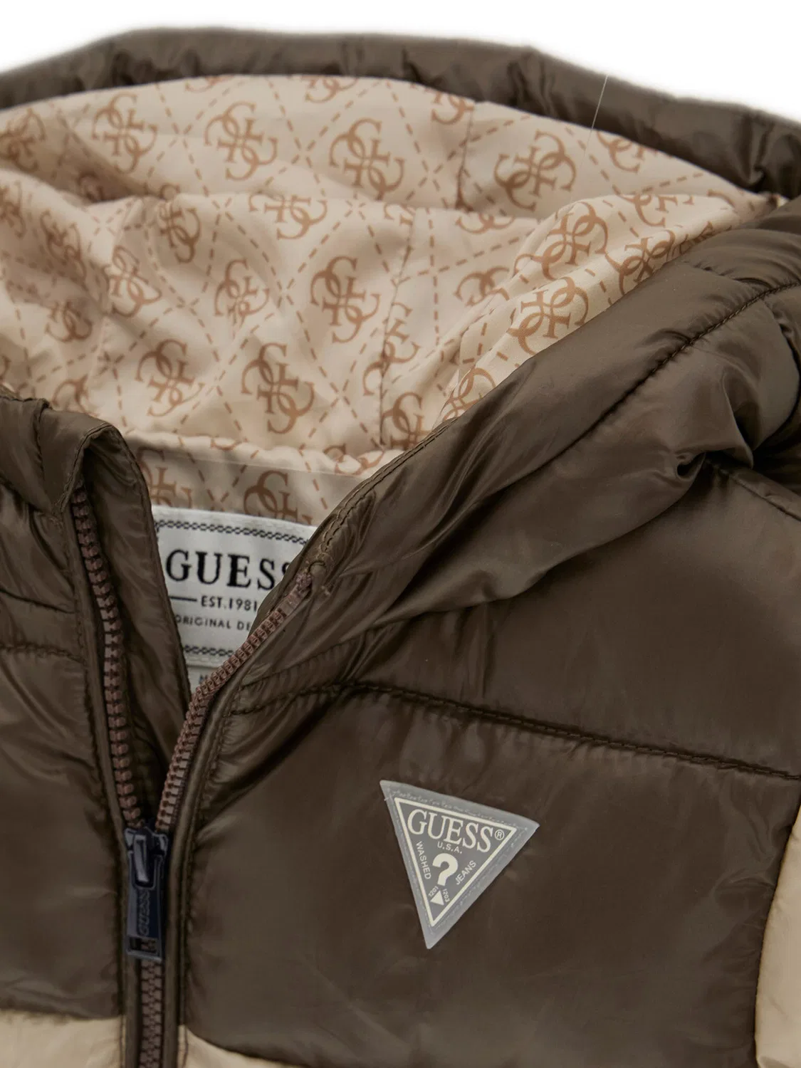 Зимняя куртка стандартного кроя для мальчика Guess, бежевый — фото 4
