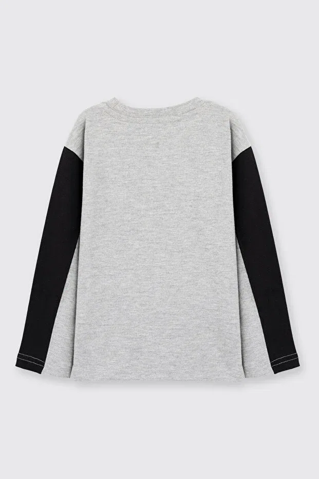 Детская футболка для мальчиков с длинным рукавом Panço, 003-Grey-Melange — фото 3