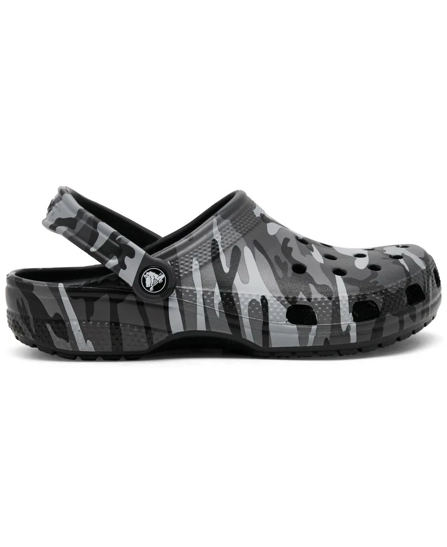 Клоги классические с камуфляжным принтом Crocs, Black Slate Gray — фото 2