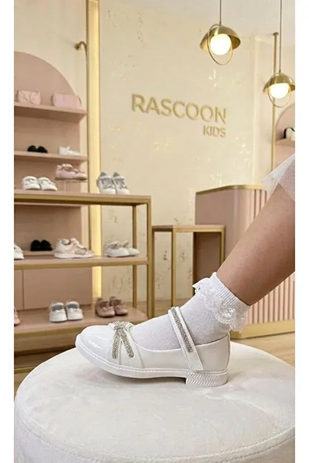 Детские балетки для девочек с бантом Kantex, White