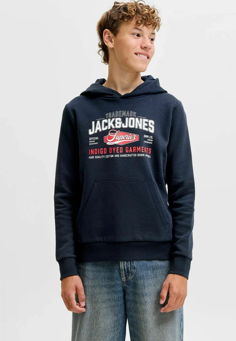 Толстовка Jjelogo sweat hood 2 col aw26 sn jnr - hoodie Jack & Jones Junior, Navy Blazer — фото 2