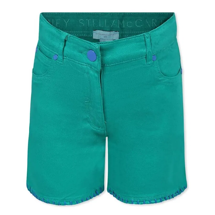 Шорты хлопковые с вышивкой клубникой Kids Strawberry Embroidery Cotton Shorts Stella McCartney, Green