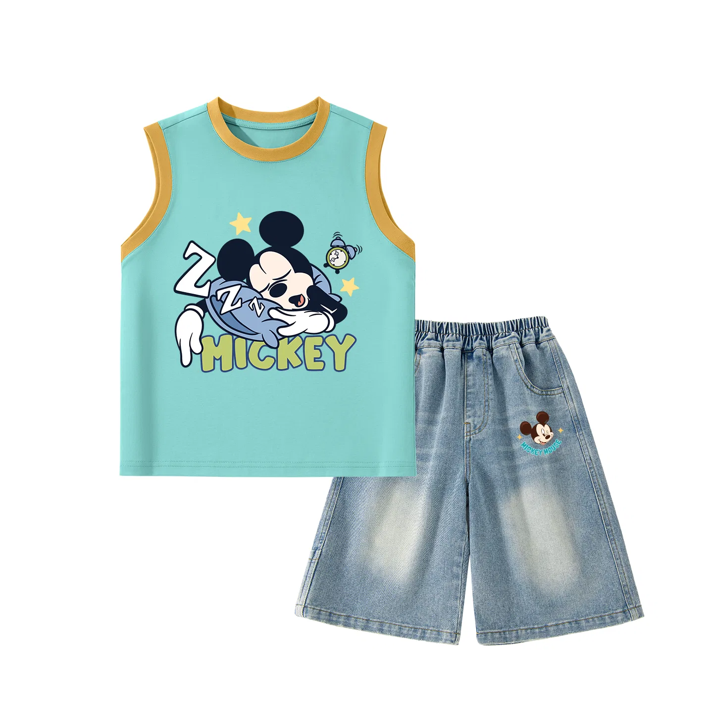 Детский спортивный костюм Crew Neck Thin Stretch, Disney, Dicharge Orange Blue+Dicharming Star K Denim Blue