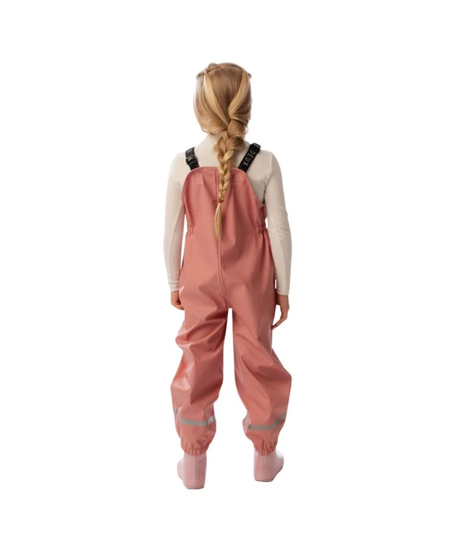 Детский дождевик-комбинезон с бретелями, модель Rain Overalls Deux par Deux, Pink — фото 4