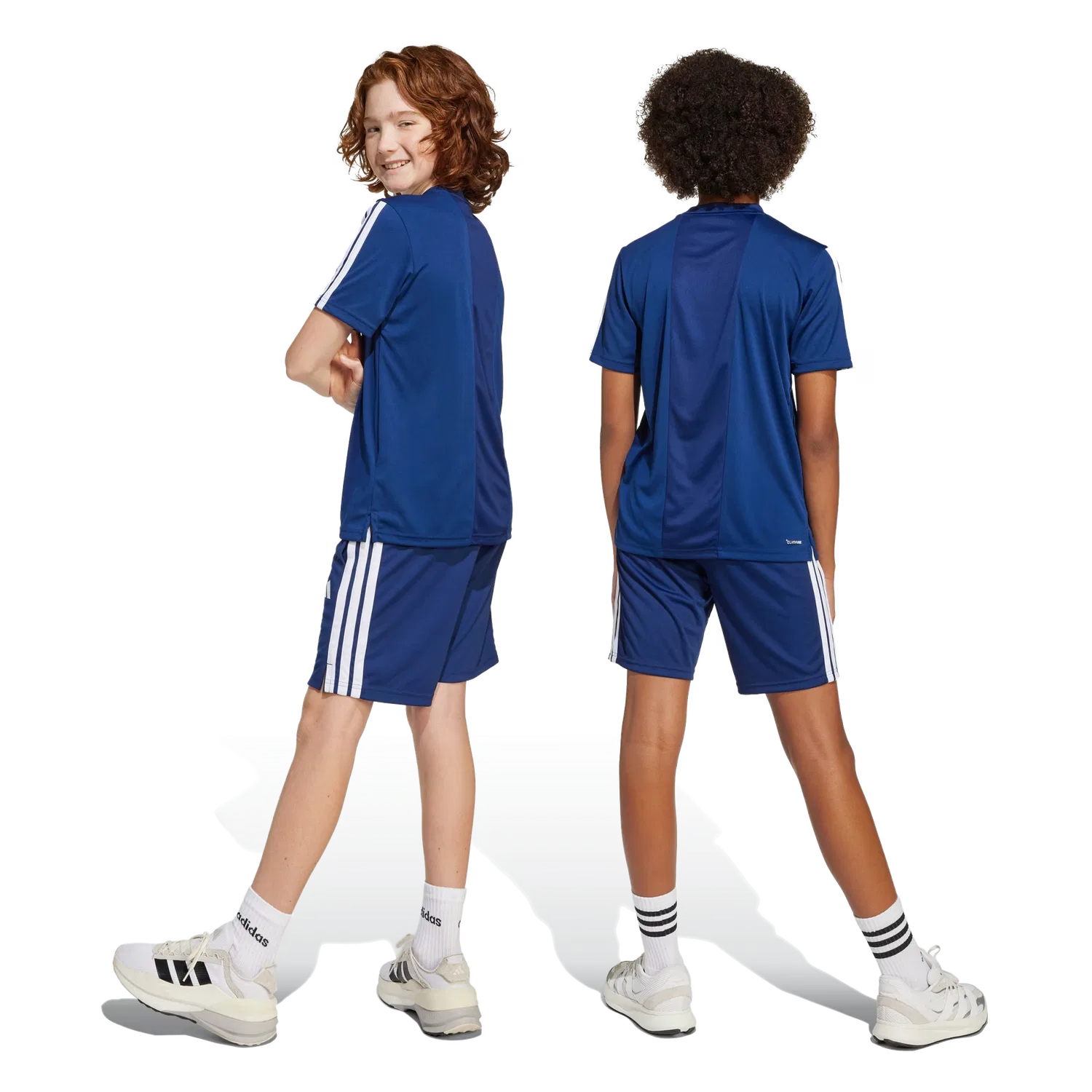 Детские спортивные шорты с тремя полосками Adidas, синий — фото 3