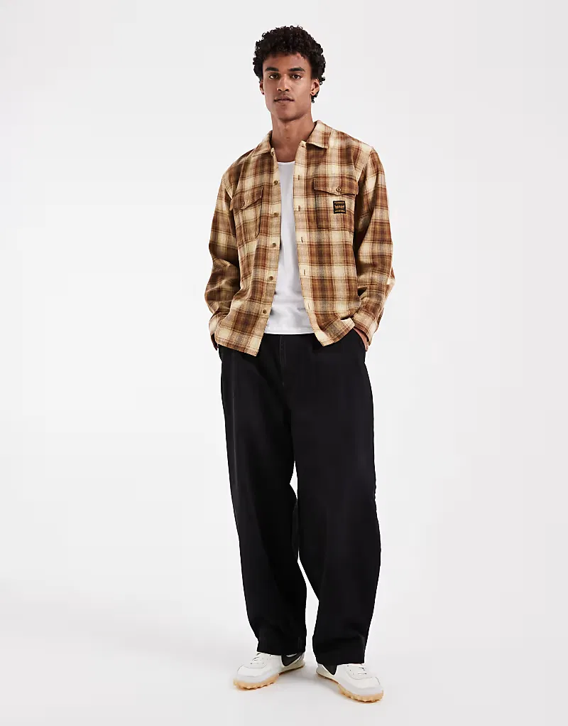 Рубашка Levi's Workwear в клетку с карманом, коричневый — фото 3