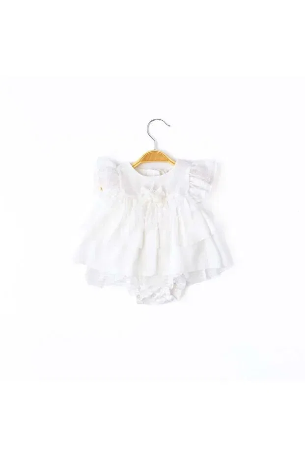 Детское платье для девочек с коротким рукавом Babydola, Ecru