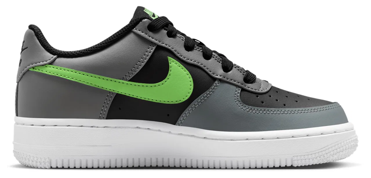 Кроссовки для мальчиков Air Force 1 Low Nike, цвет Black/Lime Blast/Smoke Grey