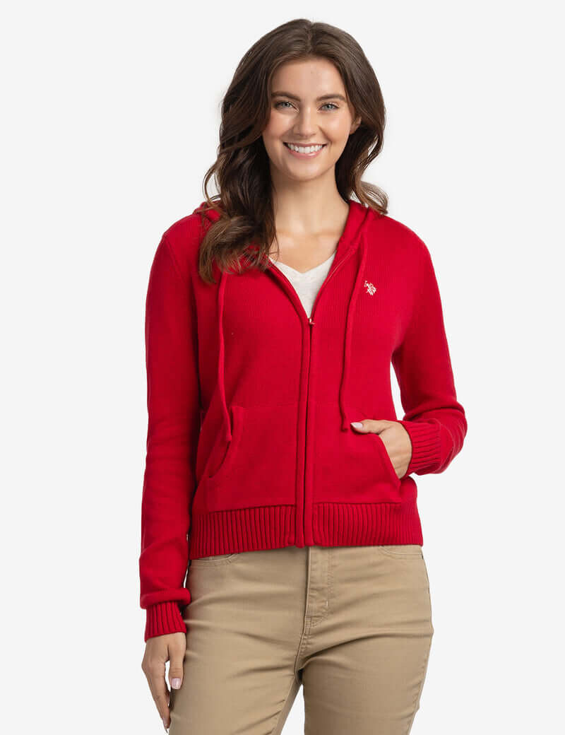 

Свитер U.S. Polo Assn. Zip Up With Hood, красный