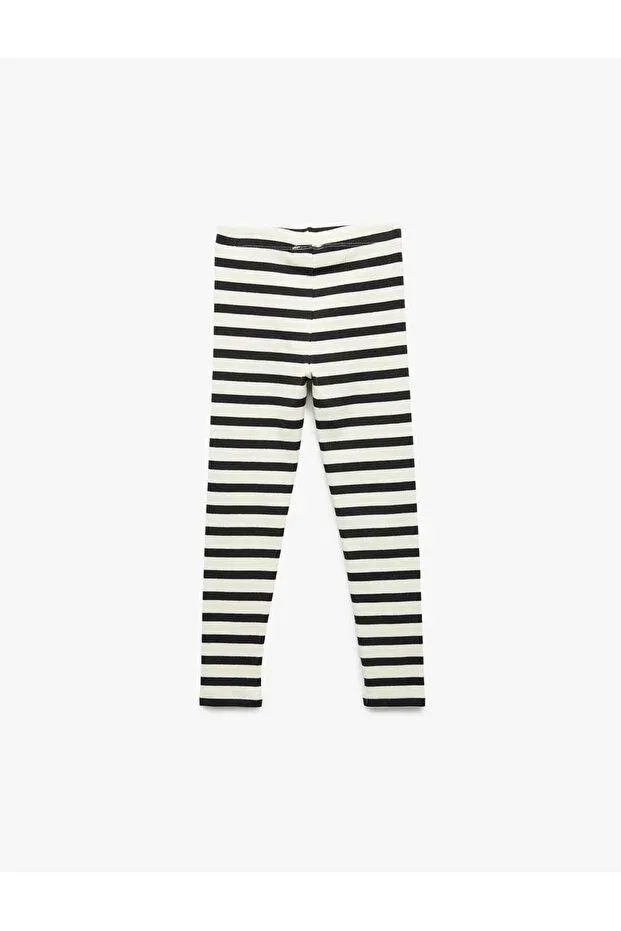 Детские леггинсы для девочек узкие хлопковые Striped camisole slim fit cotton black girls leggings 6wkg40088ak Koton, Black — фото 2