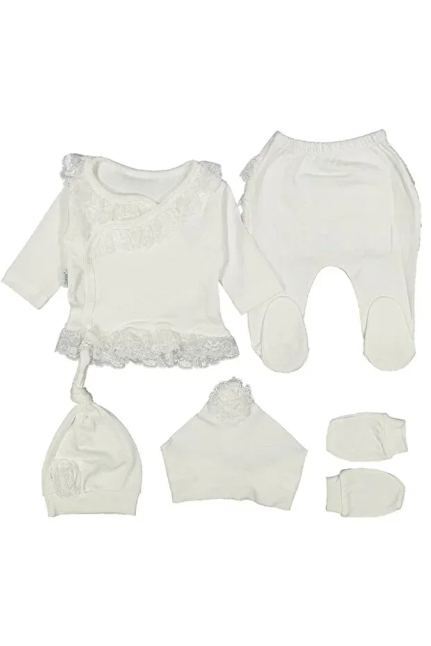 Детский комплект боди для новорожденных хлопковый Scalloped natural lux Cherub Baby, Ecru — фото 3
