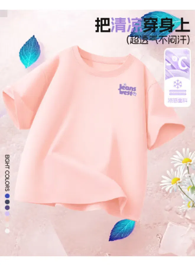 Футболка с принтом букв для девочки, Jeanswest, персиково-розовый
