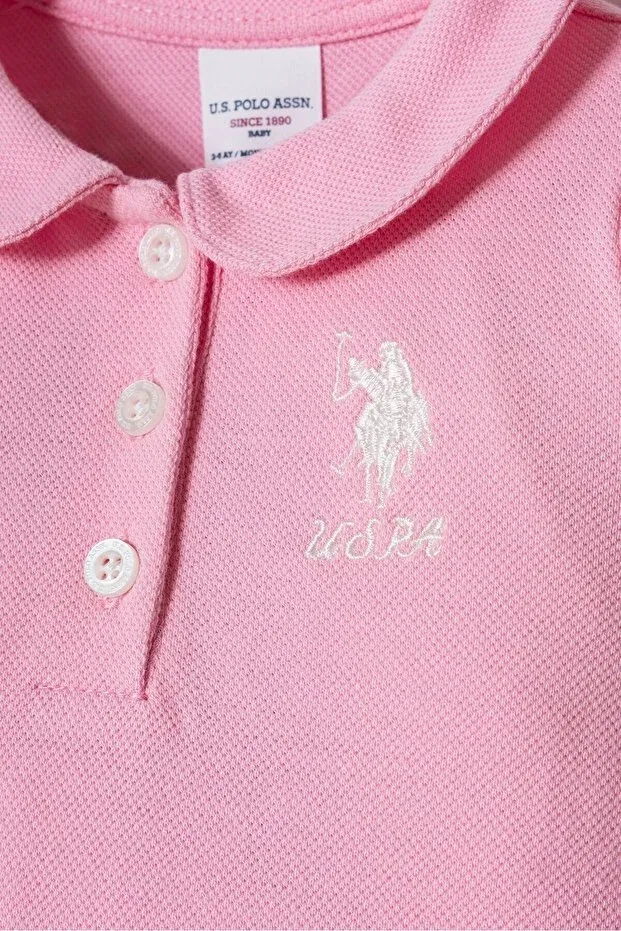 Детский комбинезон для девочек с коротким рукавом U.S. Polo Assn., Pink — фото 2