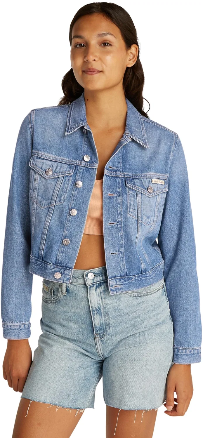 Женская джинсовая куртка-тракер с нагрудными карманами 90's Denim Trucker Calvin Klein, Denim (Den Light)