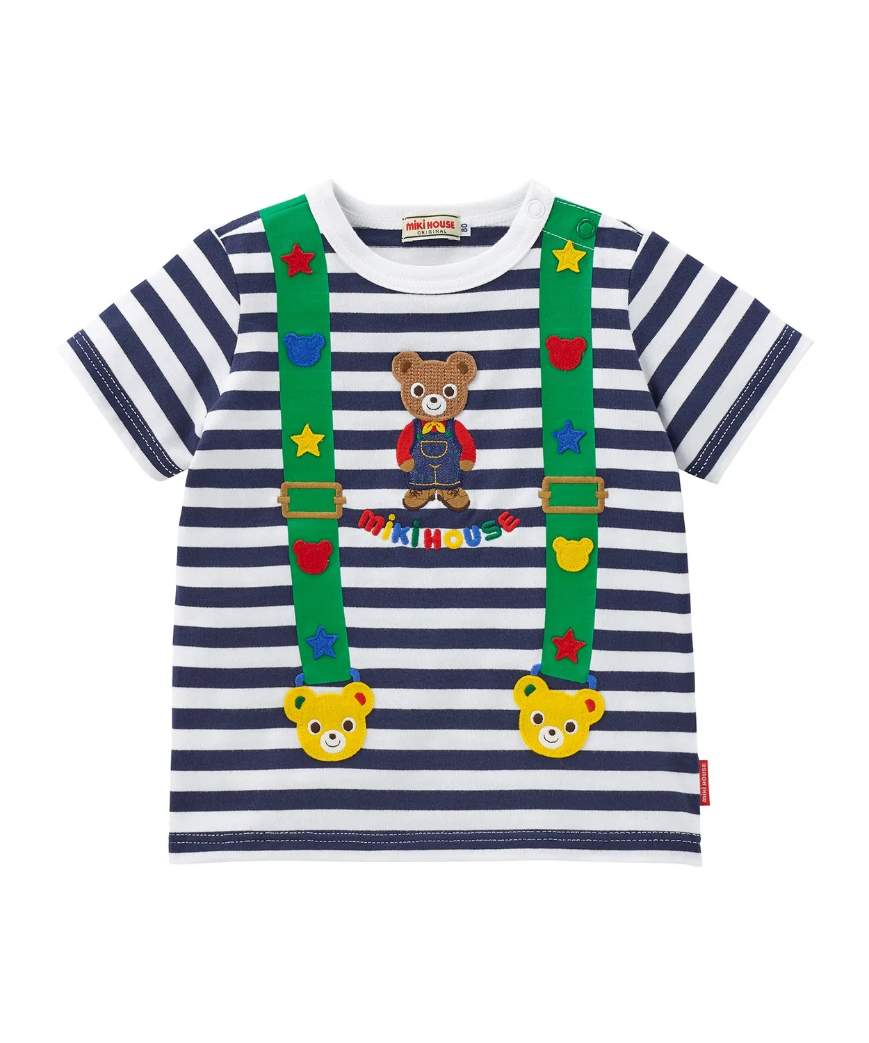 Детская футболка с коротким рукавом, с принтом, модель Pucci Suspenders Motif MIKI HOUSE, Navy