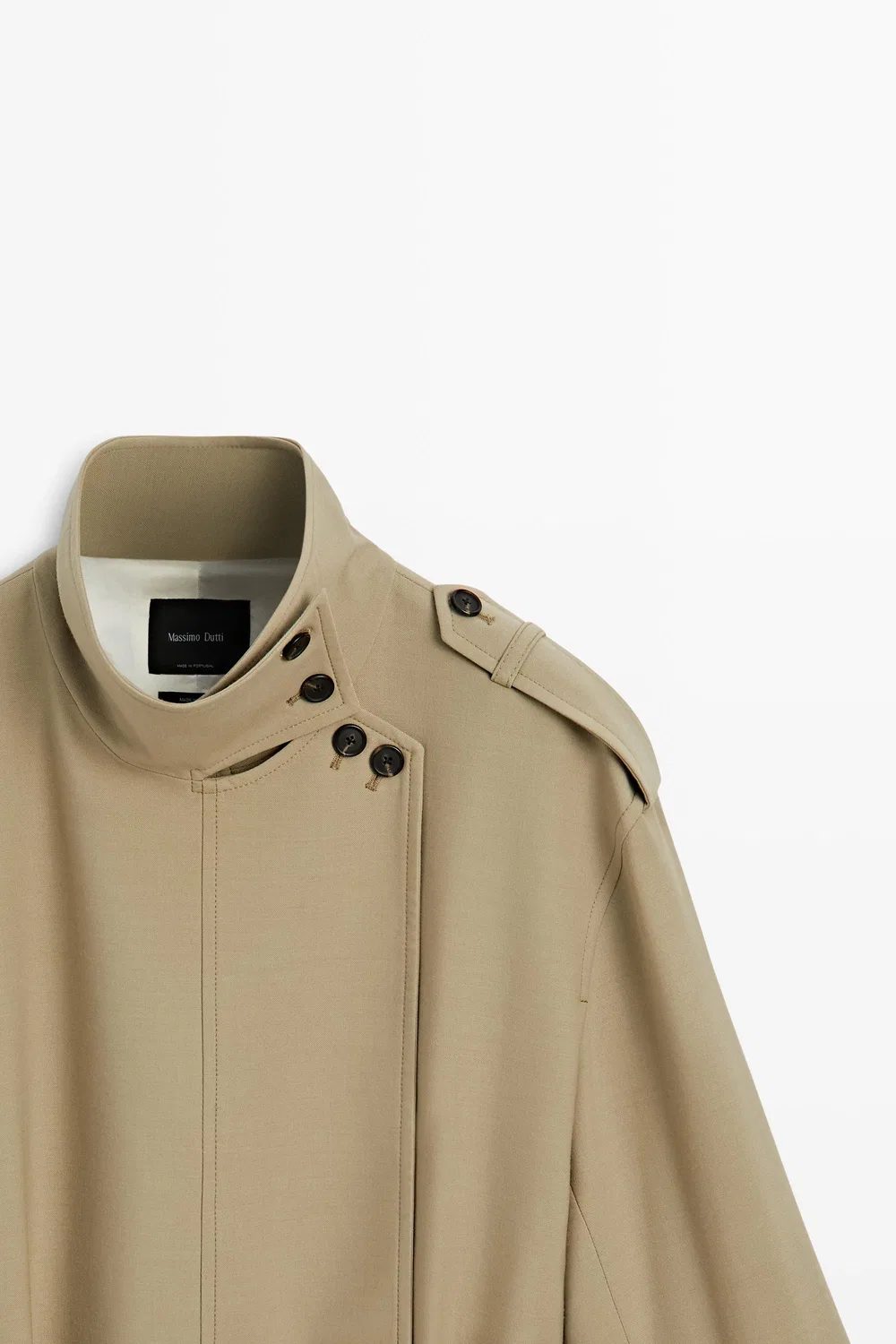 Тренч Massimo Dutti Mid-Length Belted, бежевый — фото 4