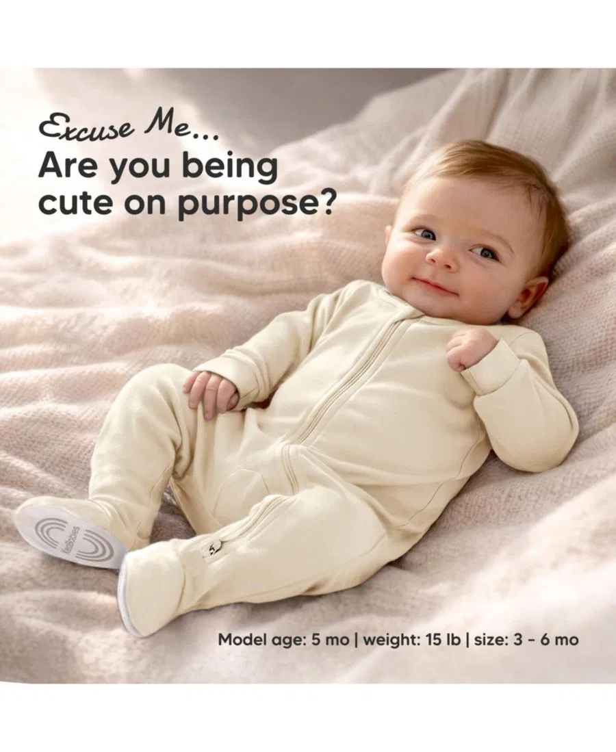 Комплект детских пижам-слипов из хлопка Soothe Sleep N' Play Footed Pajama, 2 шт. KeaBabies, Cameo — фото 2