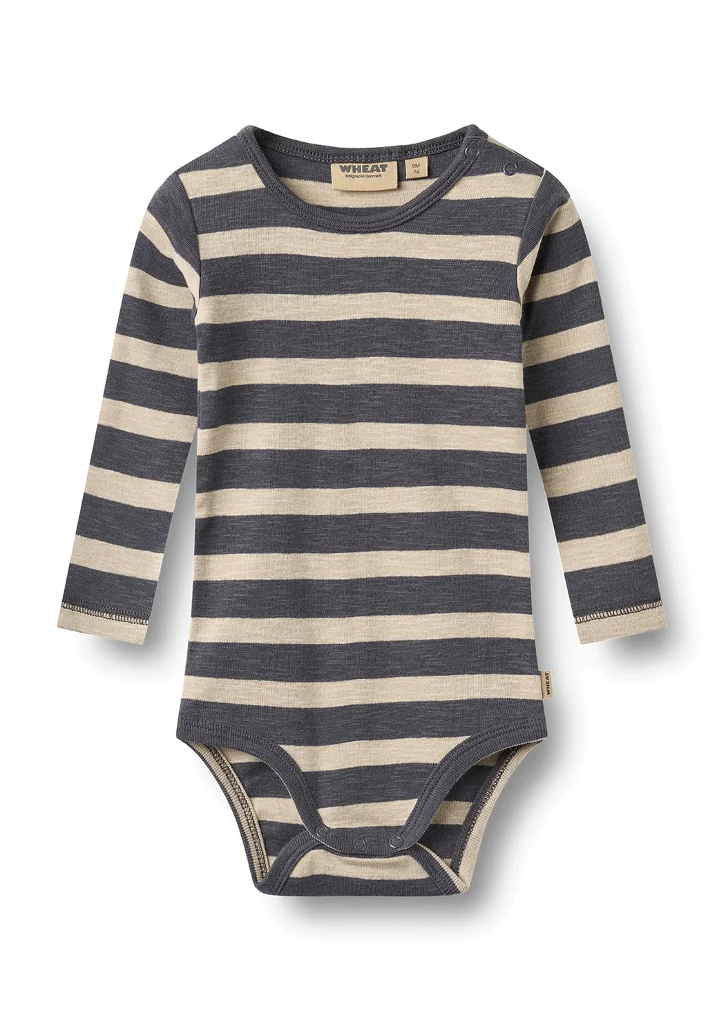 Боди с длинными рукавами Freddie унисекс - боди Wheat, Greyblue Stripe