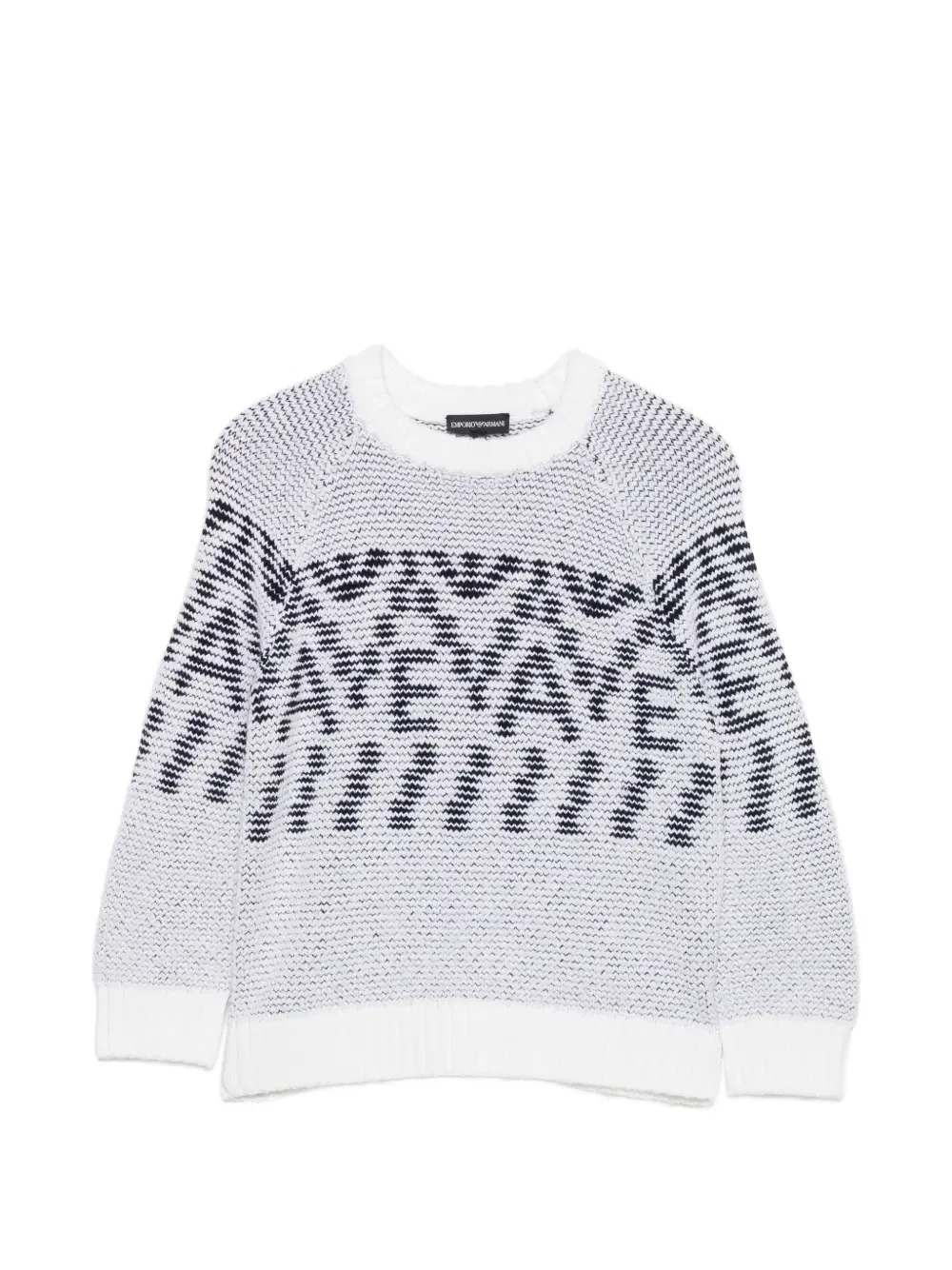 Свитер с логотипом-интарсией и рукавами реглан Emporio Armani Kids, белый