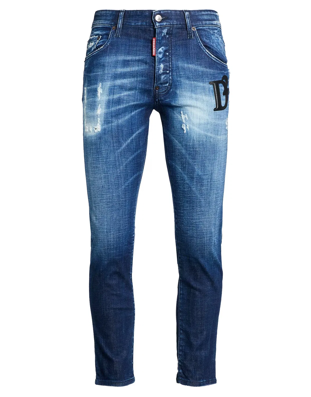 Мужские узкие джинсы с потертостями Dsquared2, синий