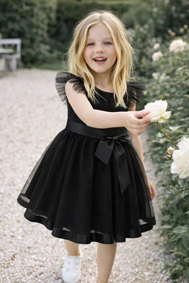 Детское платье для девочек с вышивкой Esila Kids, Black — фото 4