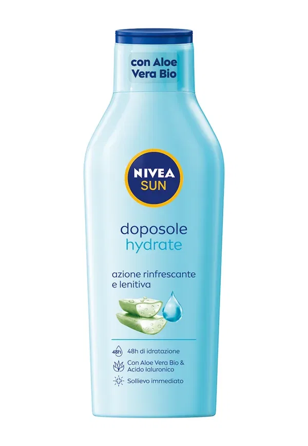 Лосьон после загара с алоэ вера Latte doposole hydrate maxi Nivea, 400 мл, transparent, прозрачный — фото 2