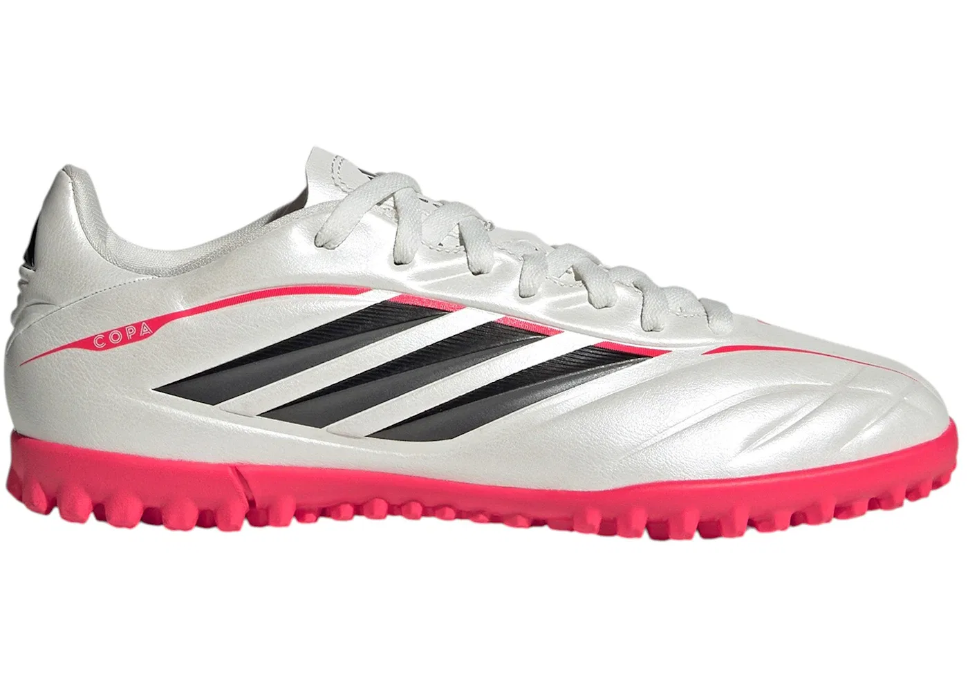 Детские кроссовки для футбола с шипами Adidas Copa Pure 4 Club TF, Zero Metallic Core Black Lucid Red