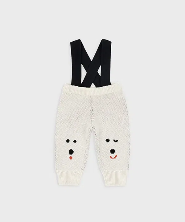 Подтяжки-штаны детские вязаные Mogu baby, cream