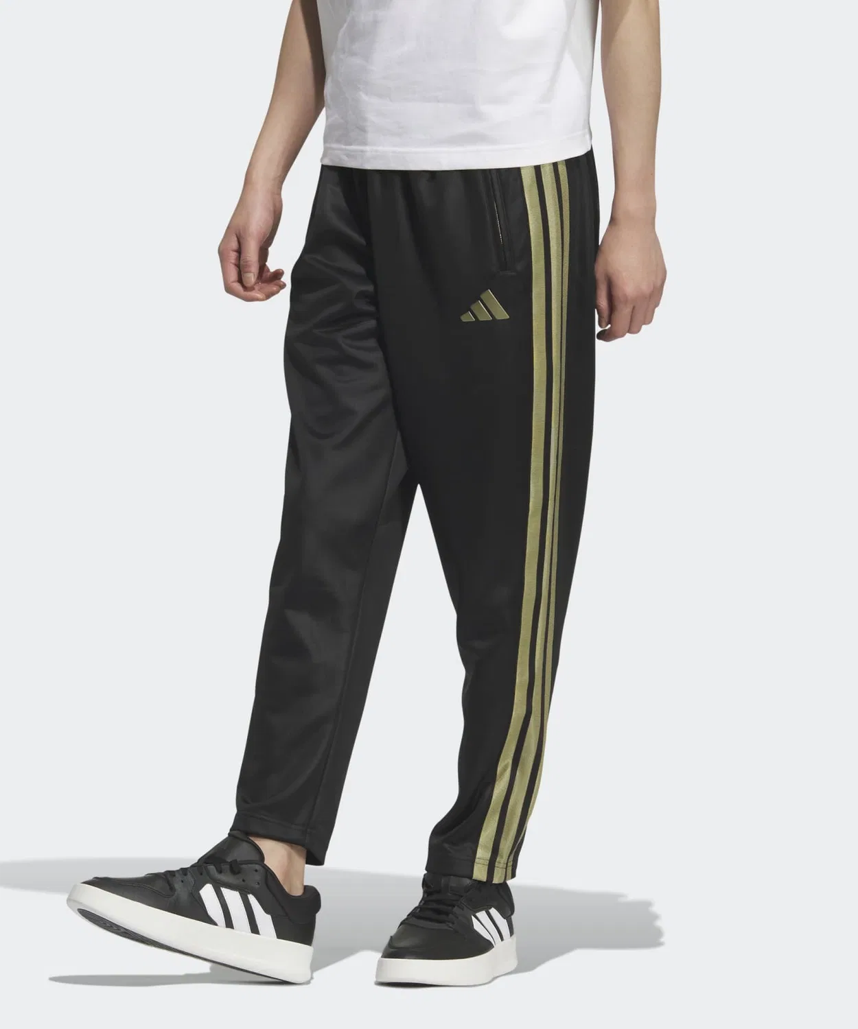 Мужские спортивные брюки с двойным трикотажем, открытый низ, модель Stadium Gold, Adidas, Black/Gold