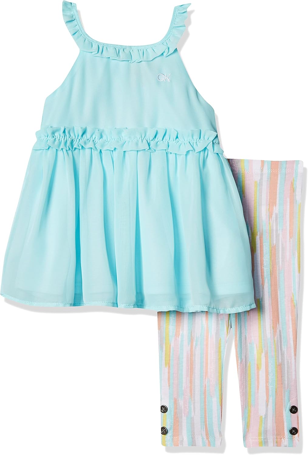 

Комплект Calvin Klein Girls: свитер с круглым вырезом и леггинсы, повседневная одежда, ультрамягкий и удобный, серый меланжевый принт, Hydro/Print