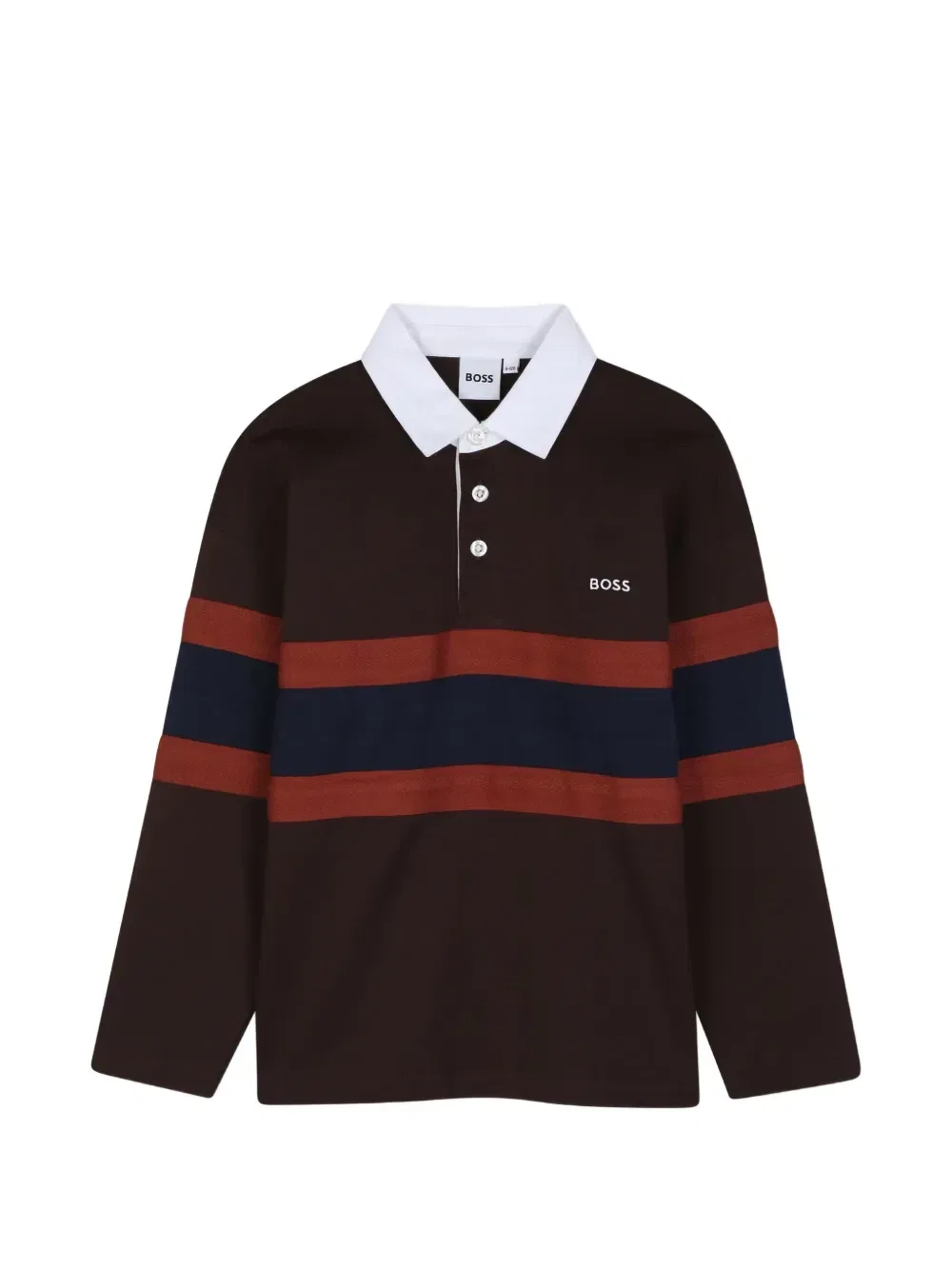 Полосатая рубашка поло с длинными рукавами Boss Kidswear, коричневый