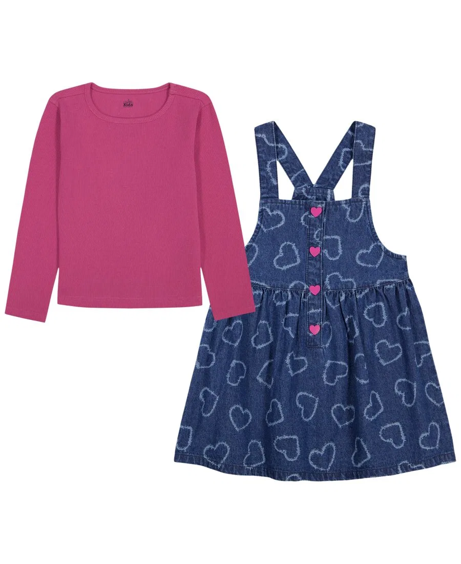 Комплект из футболки и джинсового платья-трапеции Kids Headquarters, Denim Pink