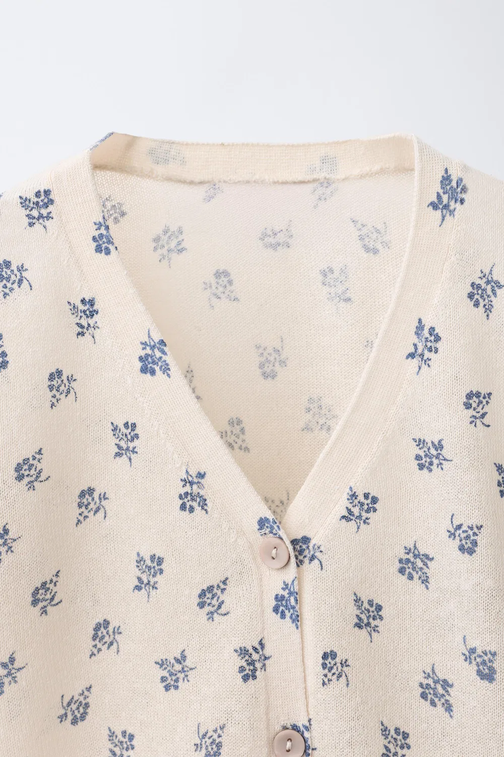 Вязаный топ с цветочным принтом ZARA, Oyster-White — фото 3