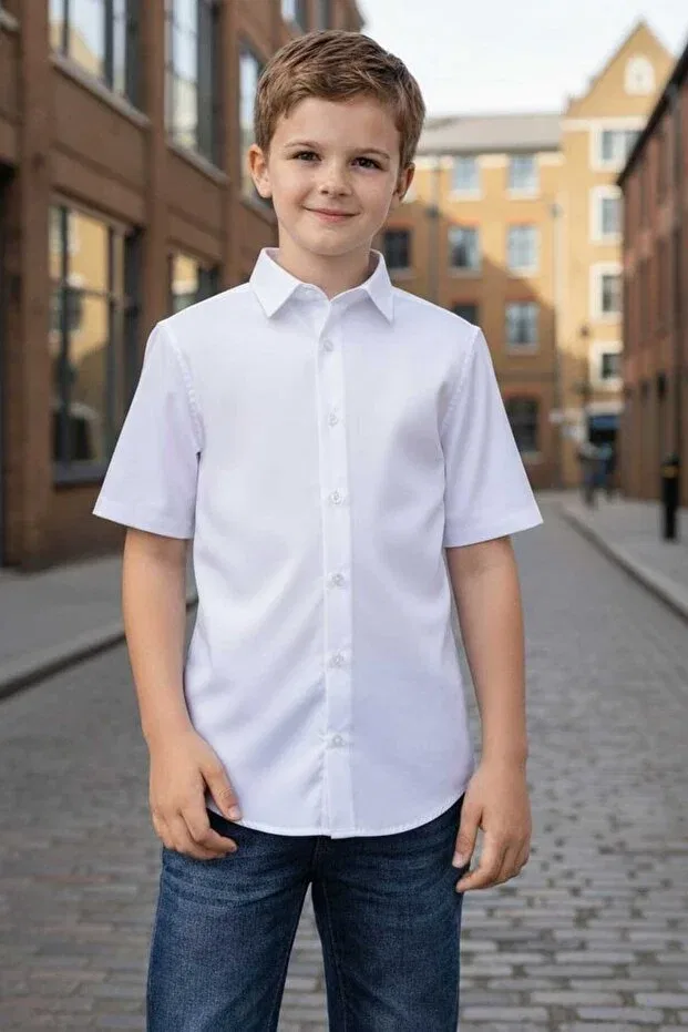 Детская рубашка для мальчиков с коротким рукавом Louis Kids, White