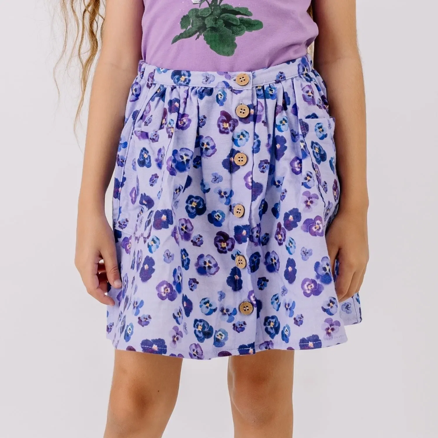 Юбка с принтом фиалок Rock Purple Violas Walkiddy, фиолетовый