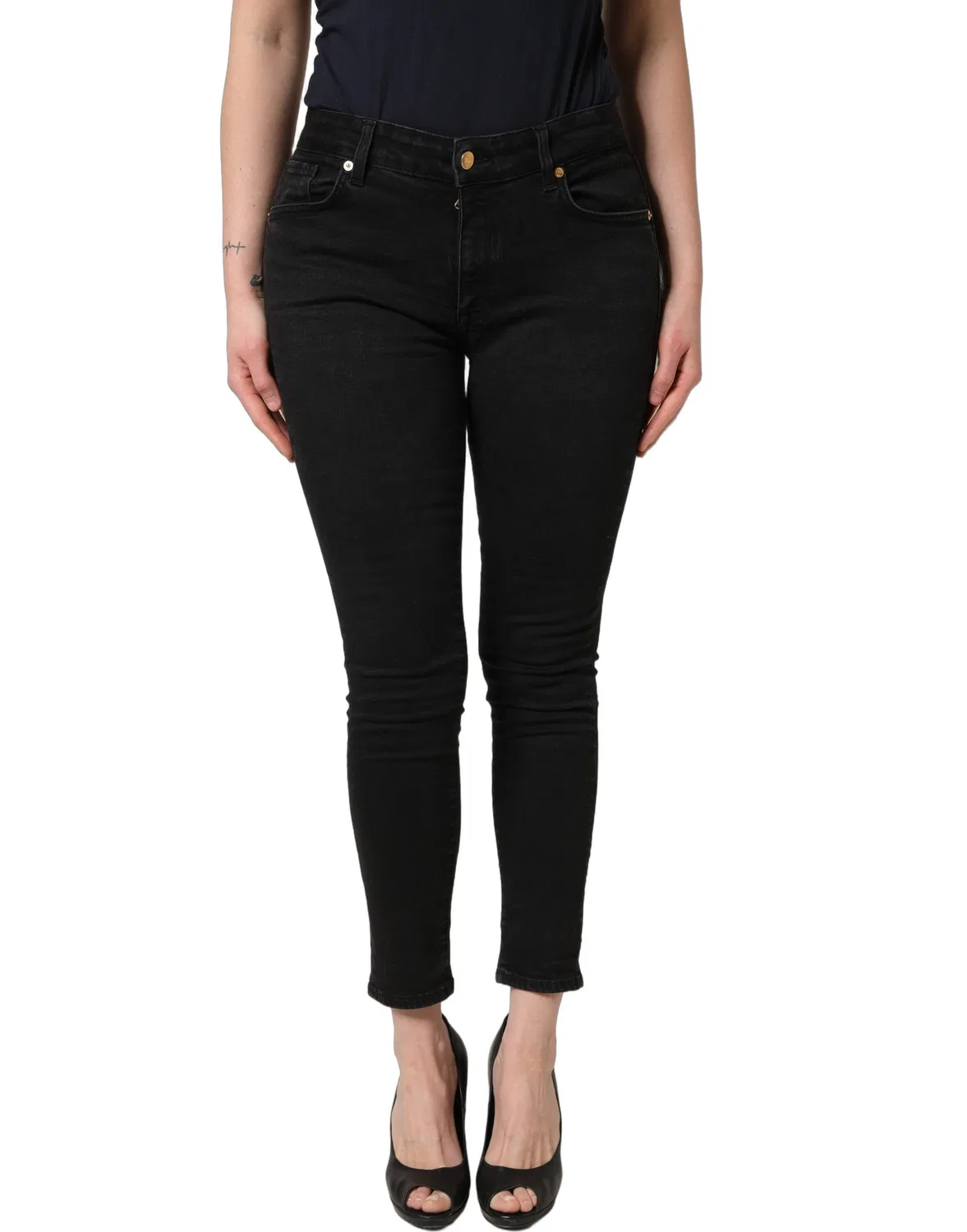 Женские джинсы скинни с низкой посадкой Skinny Black Dolce & Gabbana, черный — фото 4