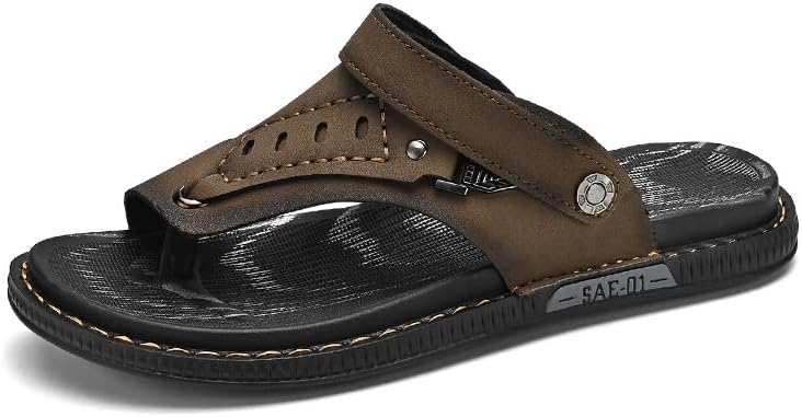 

Мужские пляжные сандалии Ручной работы Рыбацкие регулируемые повседневные прогулочные туфли Tsuukuie, коричневый