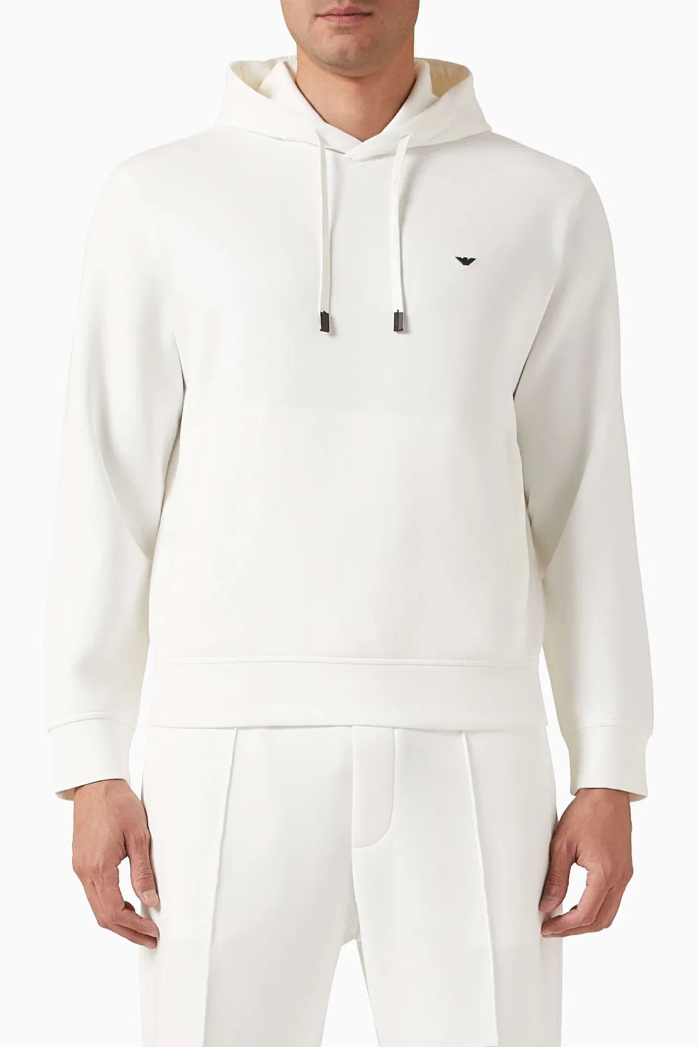 Худи с логотипом Double Jersey Emporio Armani, белый