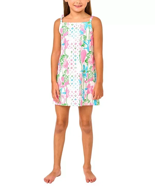 Детское платье для девочек A-силуэта Delores Mini Lilly Pulitzer, Resort White Viney Liney