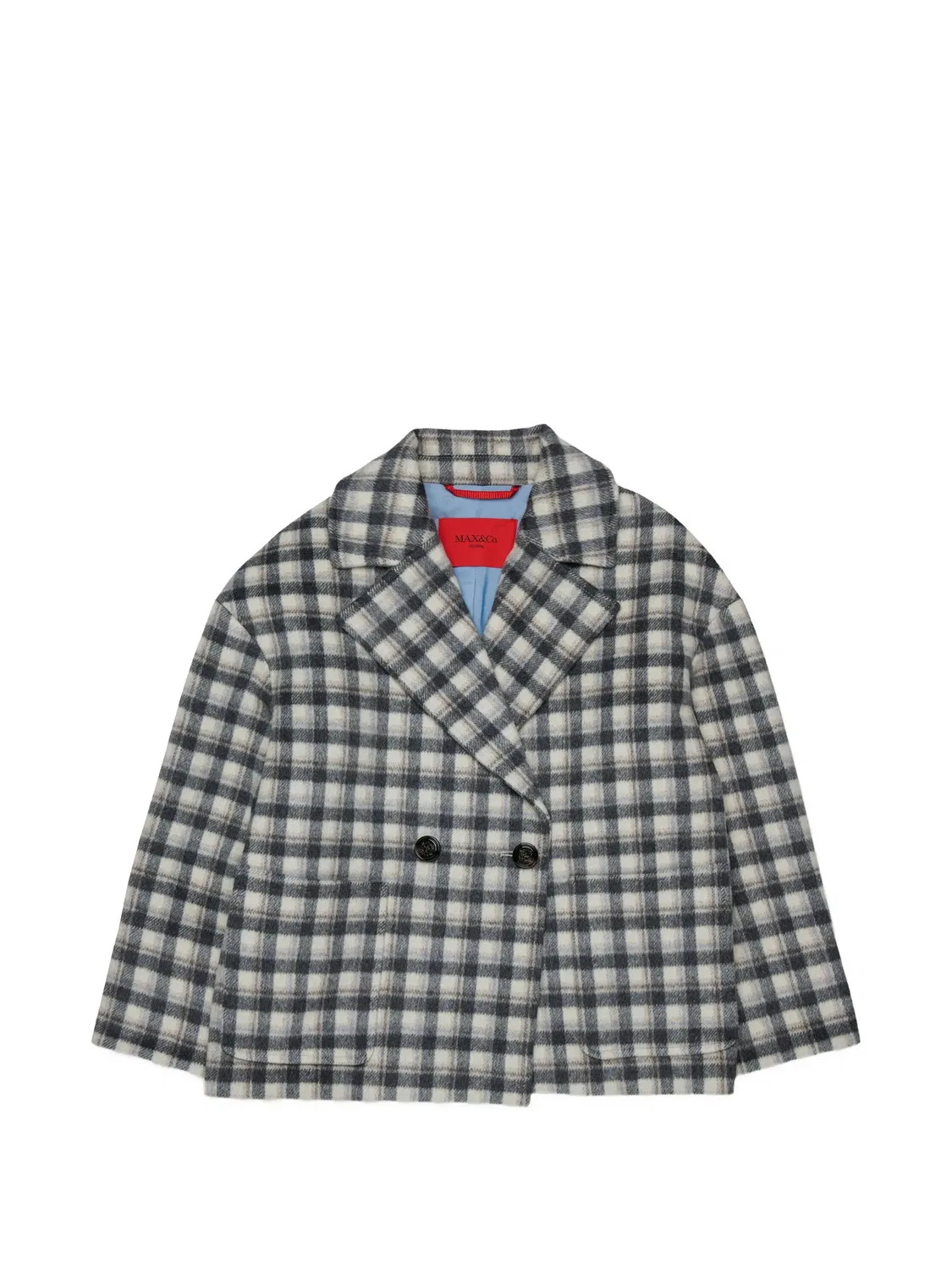Двубортное пальто в клетку Max&Co. Kids, серый