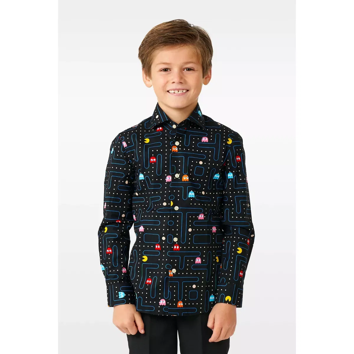 Детская рубашка с принтом для мальчиков OppoSuits, Black