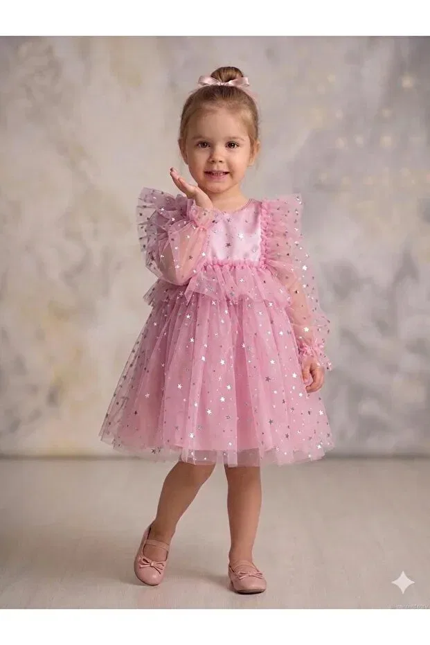 Детское платье для девочек с принтом Penu Baby Kids, Pink — фото 2